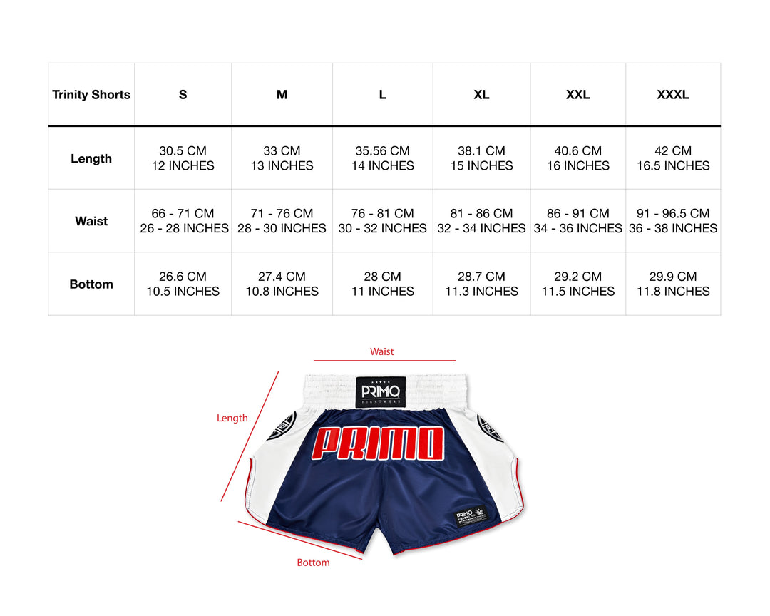 PRIMO Fightwear - Trinity Series Microfiber Muay Thai Shorts - Navy Blue