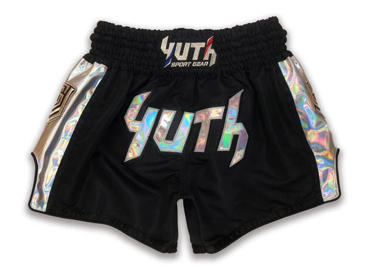 Yuth Sports Gear Muay Thai Shorts - Black & Silver