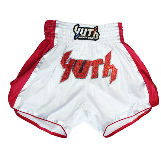 Yuth Sports Gear Muay Thai Shorts - White & Red