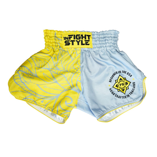 InFightStyle Muay Thai Shorts - Yellow & Silver